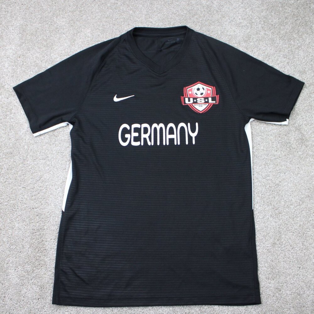 Nike USL Germany Jersey‎ Youth Medium Black National Team Dri-Fit Short Sleeve